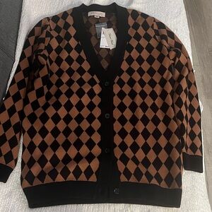 Philosophy Brown and Black Argyle Sweater